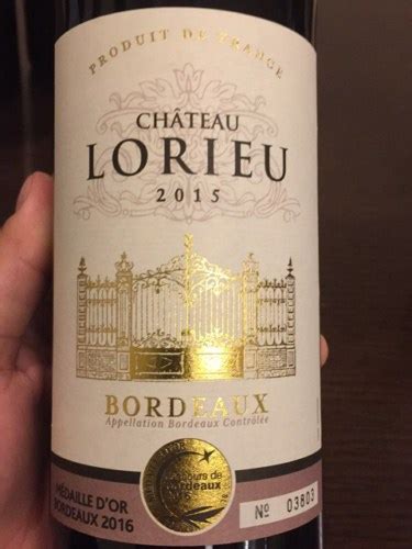 2015 Johanès Boubée Château Lorieu Bordeaux Vivino US