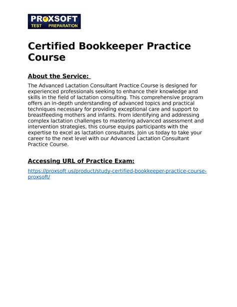 Certified Bookkeeper Practice Course Certified Bookkeeper Practice