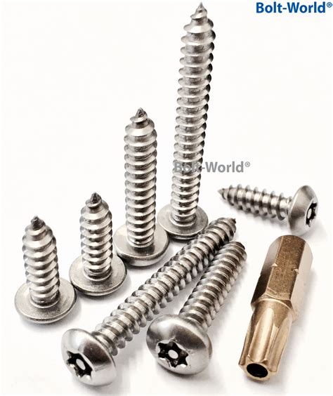 No10 A2 STAINLESS STEEL TORX PIN 6 LOBE BUTTON HEAD SELF TAPPING ...