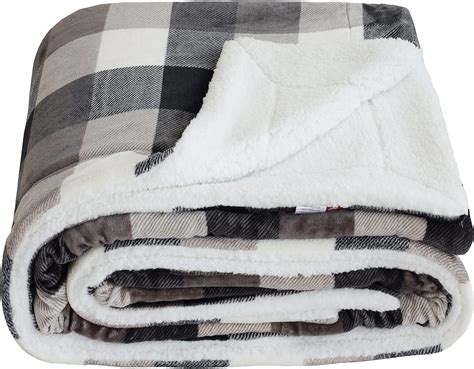 Amazon Sochow Buffalo Plaid Sherpa Fleece Throw Blanket Double