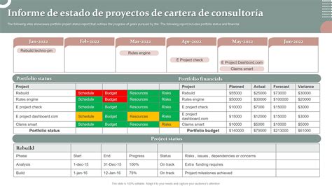 Las Mejores Plantillas De Informes De Estado De Proyectos De Cartera