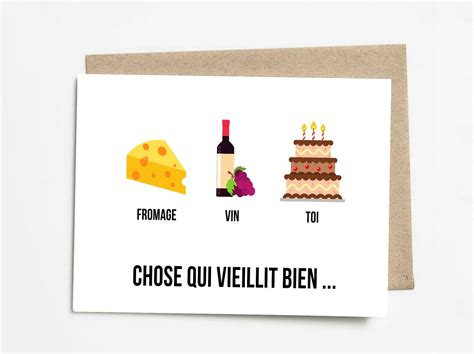 Birthday Card In French Birthday Card To Print Comedy Etsy