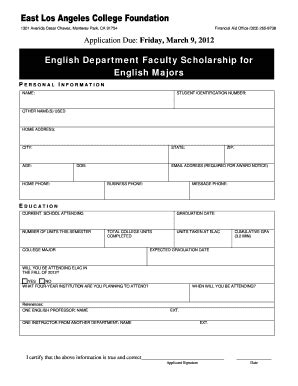 Fillable Online Elac English Department Faculty Scholarship For English