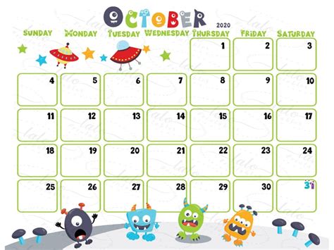 October Month Calendar 2020 Halloween Planner Printable | Etsy