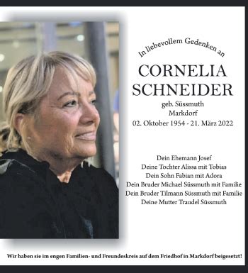 Traueranzeigen Von Cornelia Schneider Schwaebische De Trauerportal