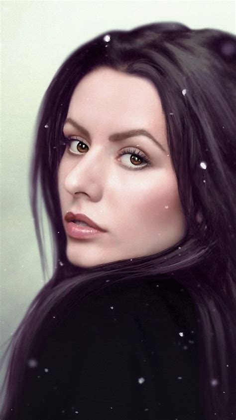 2160x3840 Digital Art Women Long Hair Drawing Face Brown Eyes Sony