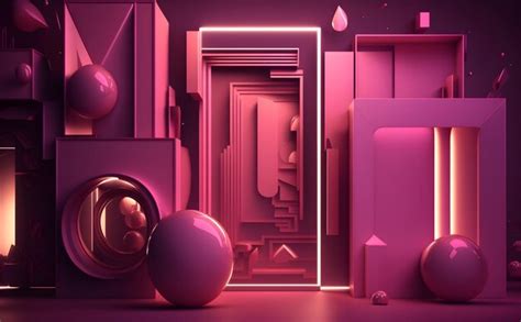 Formas Futuristas Abstractas En Tonos De Fondo Rosa Ne N Ia Generativa