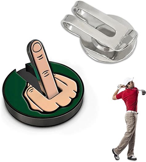 Magnetic Golf Ball Markers Hat Clip Middle Finger Salute Funny Golf