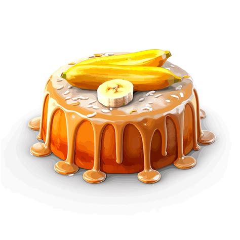 Karamellisierte Bananenkuchen Cartoon Vektor Illustration Premium Vektor