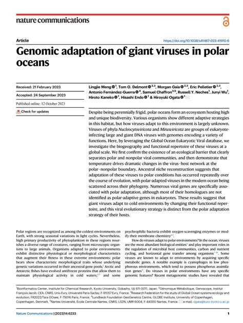 Pdf Genomic Adaptation Of Giant Viruses In Polar Oceans