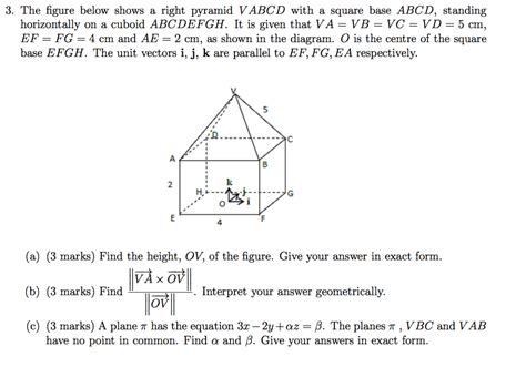 Solved The Figure Below Shows A Right Pyramid V ABCD With A Chegg