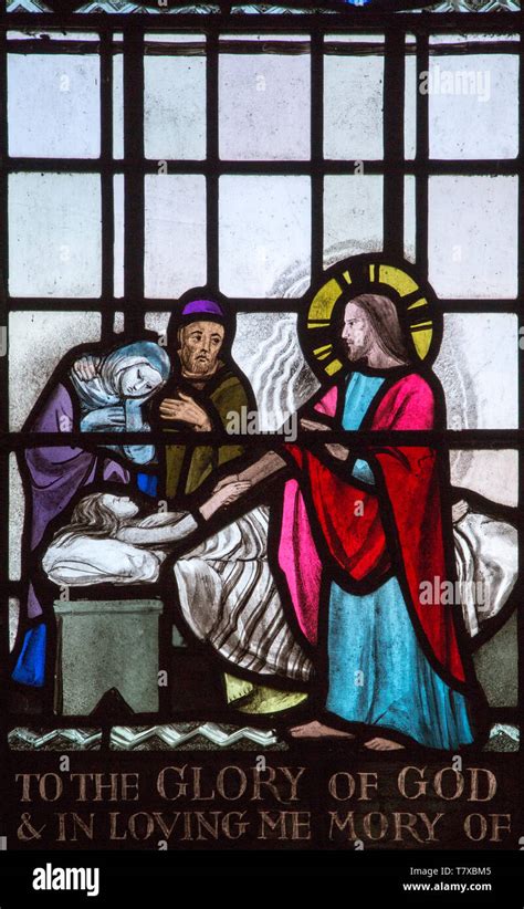 Raising Of The Daughter Of Jairus Stained Glass Window By Margaret