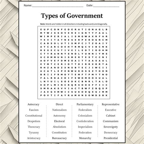 Free Types Of Government Worksheet Printable Download Free Types Of