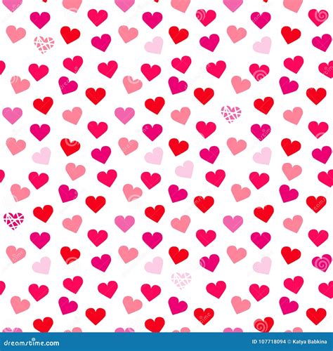 Valentine Seamless Pattern With Hearts On White Background Stock Vector