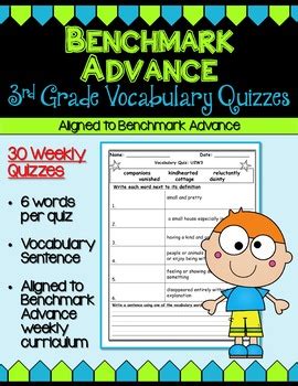 Benchmark Advance Third Grade Weekly Vocabulary Quizzes With Florida