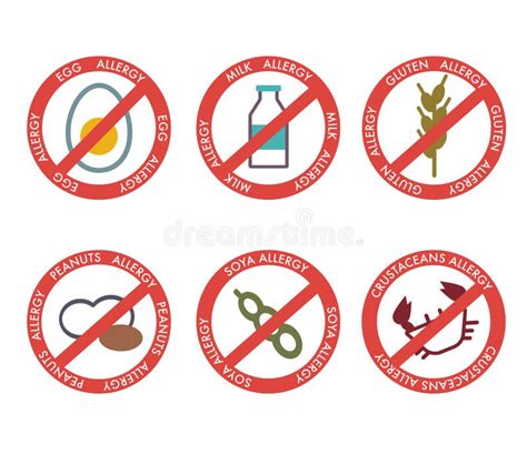 Big Set of Stop Signs Main Food Allergens. Stock Vector - Illustration ...