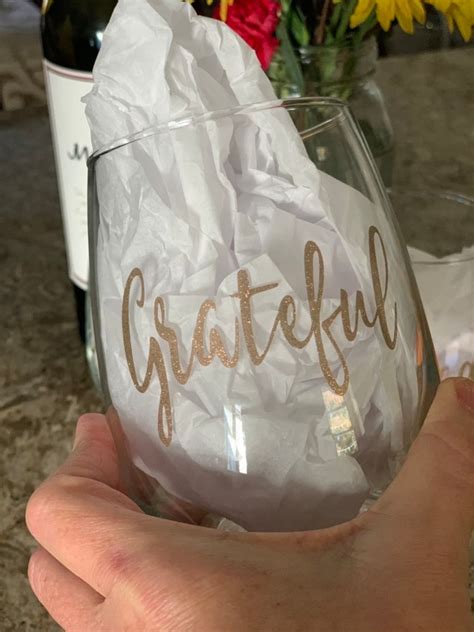 Thanksgiving Table Wine Glasses Grateful Wine Glass Blessed Etsy