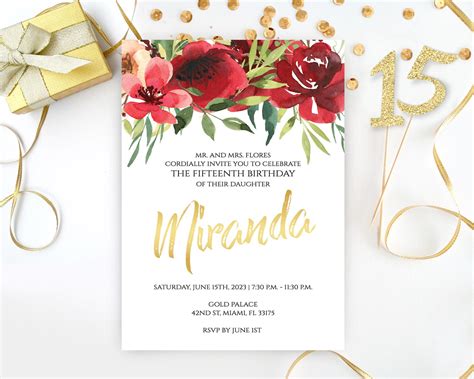 Floral Quinceanera Invitations - LemonWedding