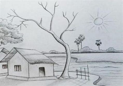 15+ Contoh Gambar Sketsa Pemandangan Alam - BROONET