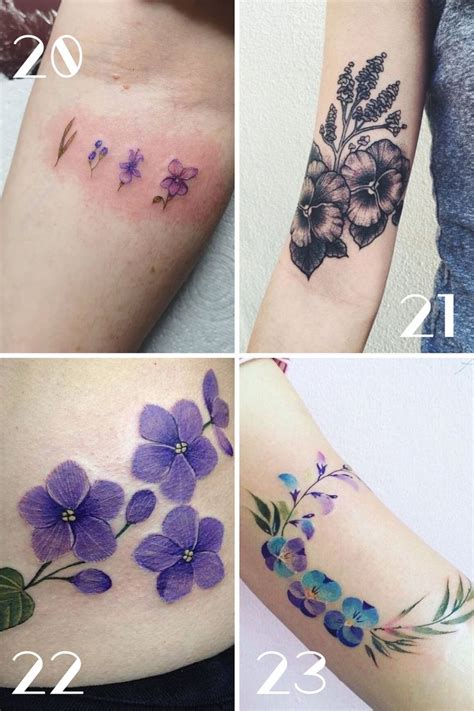 Vibrant Violet Flower Tattoo Ideas Designs Tattooglee Violet