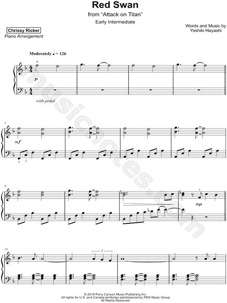 Chrissy Ricker Red Swan [early Intermediate] Sheet Music Piano Solo In F Major Download