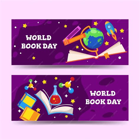 Free Vector Flat World Book Day Banners Set