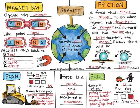 Science Notes Force And Motion Science Doodle Foldable With Key