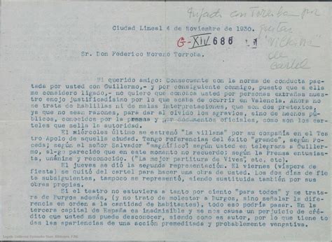 Carta De Jos Vives A Federico Romero Anunciando La Ruptura De Todo