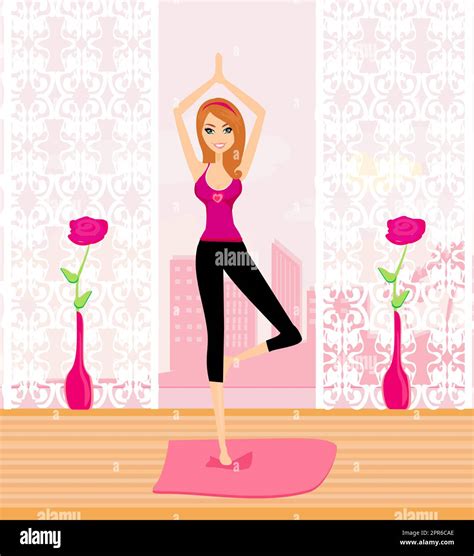 Woman In A Traditional Yoga Pose Vector Illustration Stock Photo Alamy