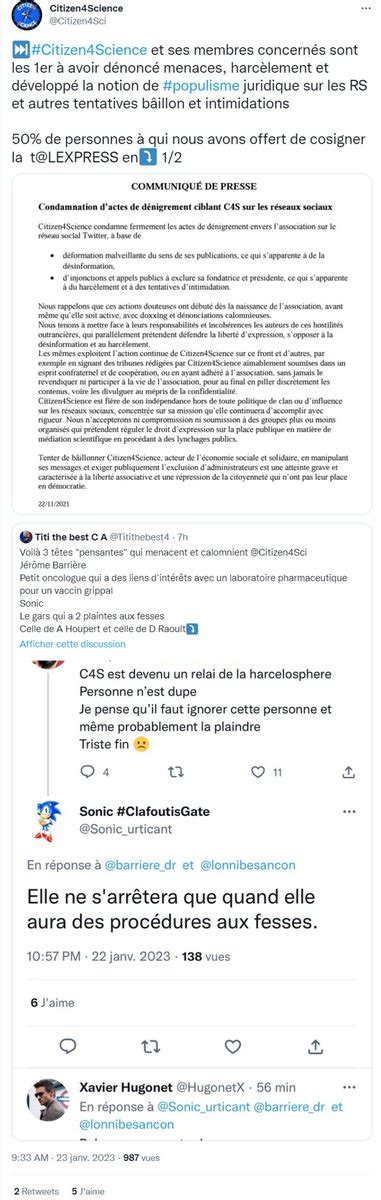 Ari Kouts on Twitter Pour se plaindre des harcèlements sur les