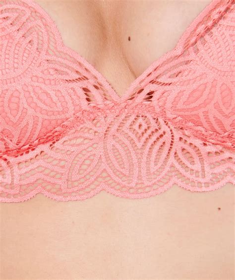 Lace Push Up Triangle Bra Pink Undiz