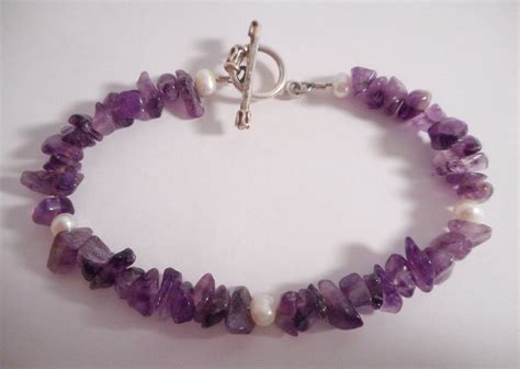 Vintage Bracelet Sterling Silver Clasp Natural Amethyst Etsy