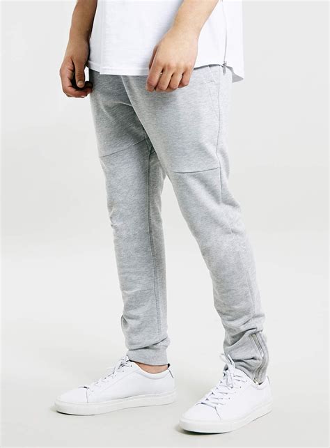 Topman Gray Light Grey Zip Joggers For Men Lyst