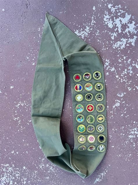 Vintage Boy Scout Merit Badges With Sash Vintage Bsa Gem