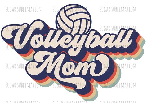 Art And Collectibles Drawing And Illustration Volleyball Png Volleyball Mom Png Retro Volleyball