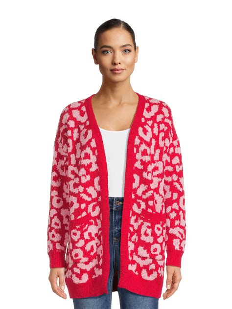 Dreamers By Debut Women S Open Front Print Cardigan Sweater Midweight