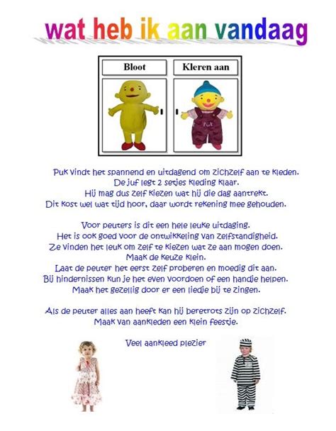 een tip van puk Knutselen thema kleding Peuterspeelzaal ideeën