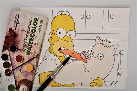 Homer and Spider Pig / the Simpsons Movie / Watercolor Poster - Etsy