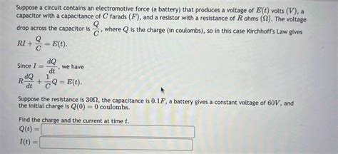 Solved Suppose A Circuit Contains An Electromotive Force A