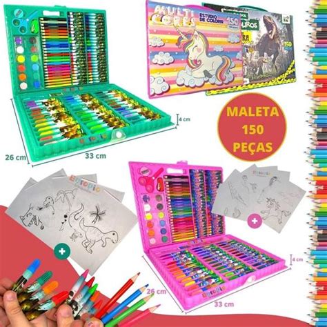 Maleta De Pintura Infantil Estojo Pe As Desenhar E Colorir