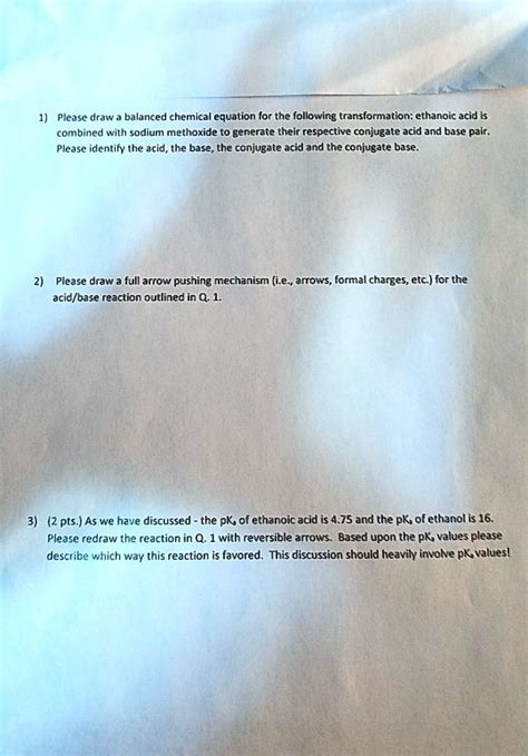 SOLVED Please Draw Lanced Chemical Equation For The Following