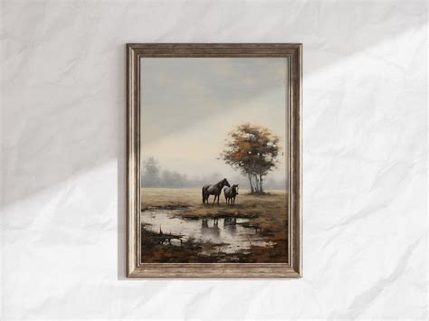 Printable Horse Landscape Painting Rustic Landscape Painting - Etsy