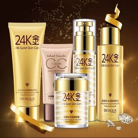 5pcs Set 24k Gold Skin Care Essence Face Cream Lotion Facial Emulsion