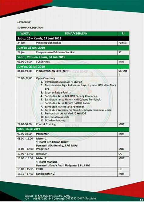 Proposal Senior Course SC Badan Pengelola Latihan BPL HmI Cabang