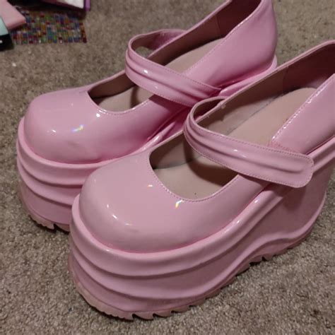 Light Pink Mary Jane Platform Demonias Worn Out Depop