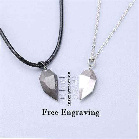 Sterling Silver Magnetic Couple Necklace Set Wishing Stone Etsy