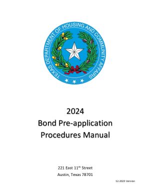 Fillable Online Final Bond Pre Application Procedures Manual