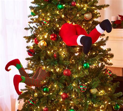 Santa And Elf Legs Stuck In The Christmas Tree Decor Christmas Tree