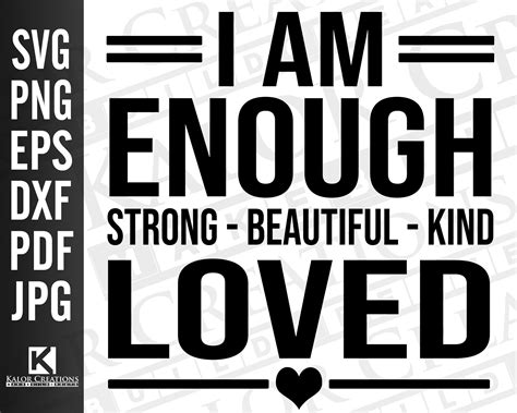 I Am Enough Svg You Are Enough Png Enough Svg Svg Png Dxf Pdf Eps