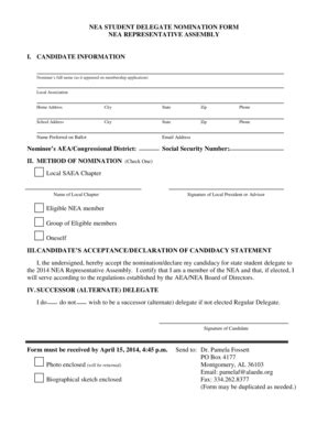 Fillable Online Myaea Student Aea Officer Nomination Form Myaea